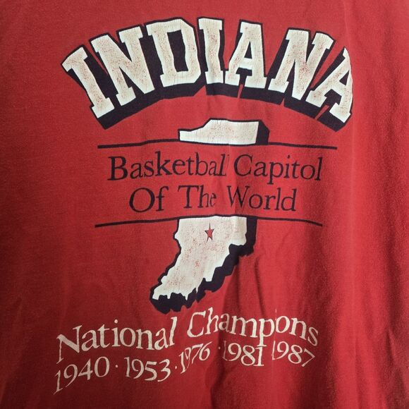 Vintage 1987 Indiana University Basketball Champions T-Shirt Single Stitch - Picture 2 of 7